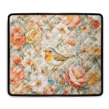 Washing Machine Top Dust Cover Pad – Anti-Scratch, Water-Resistant Protector Mat (24x19.7"), American Robin Bird Floral Design