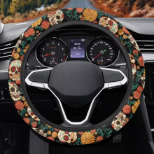 Steering Wheel Cover Skull Flower Print Breathable Winter