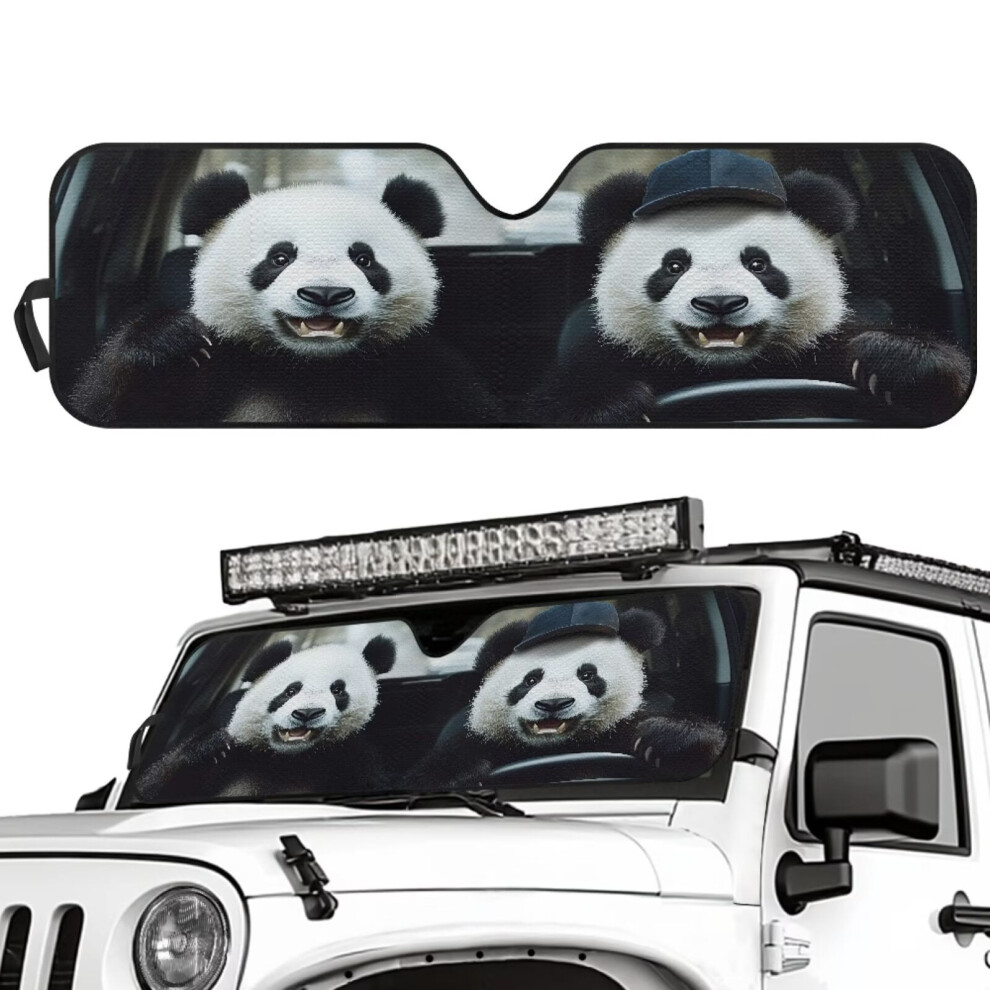 Cute Panda Car Windshield Sun Shade Â Uv/Heat Protection, Compatible With Rubicon, Sahara, Tj, Jk, Jku 2D & 4D 9399596720616
