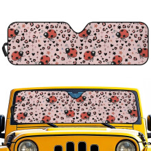 Foldable Ladybug Leopard Print Sun Shade for Jeep Wrangler