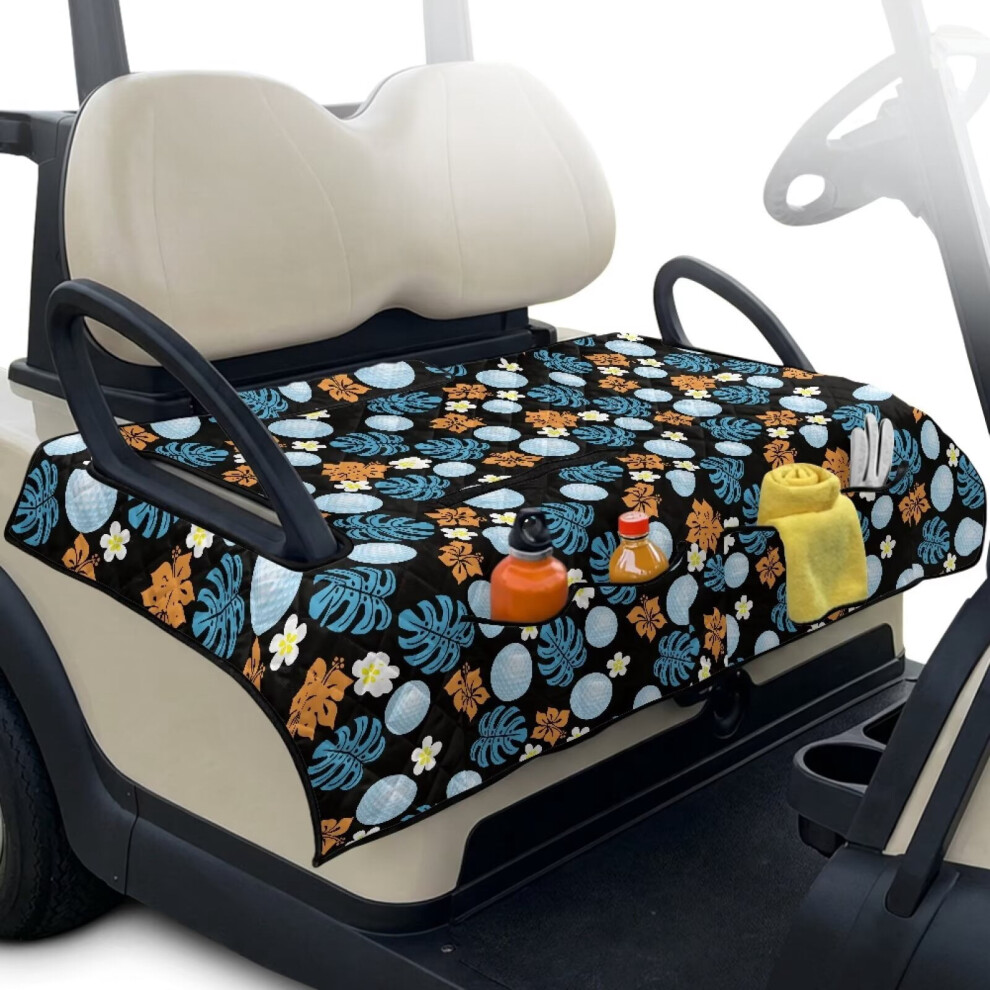 Hawaiian Golf Ball Print Golf Cart Seat Covers With 4 Pockets, Non-Slip Towel Blanket Â Fits 2-Seat Carts 9399596720494