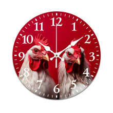 Rooster Gaze Retro Mute Wall Clock – Battery-Powered, Compatible with Home, Living Room, Kitchen & Office Decor