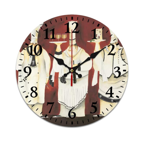 Silent Wall Clock with Retro Pattern – Battery-Powered, Compatible with Home/Office/Bedroom