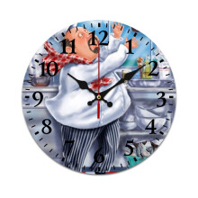 Humorous Chef Wall Clock – Retro Mute Battery-Powered Clock for Home, Kitchen, Office Decor (Compatible with AA Batteries)