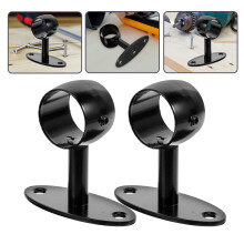 2Pcs Stair Railing Bracket Black Metal Handrail Holder Durable Rust Resistant for Indoor Use