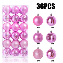 36PCS Pink Christmas Ornaments Balls, 1.18" Glitter Tree Decorations, Compatible with Xmas, Holiday & Wedding