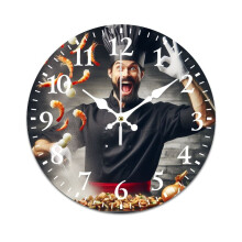 Humorous Chef Retro Wall Clock – Mute, Battery-Powered, Compatible with Home, Kitchen & Office Decor