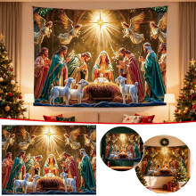 Stendardo natalizio con la Natività di DAMAI, 71x43 pollici, per decorazioni religiose da parete.