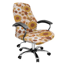 Washable Soft Rotating Office Chair Slipcover, Removable Dust-Proof High Back Cover for Home/Computer Desk, L, Sunflower Floral – Compatible with