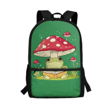 Mushroom Frog Kids School Backpack (17"), Large Capacity, Universal Fit for Ages 8-12, Compatible with Preschool to Elementary