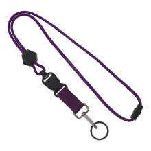 Purple safety breakaway lanyard for ID badges with metal