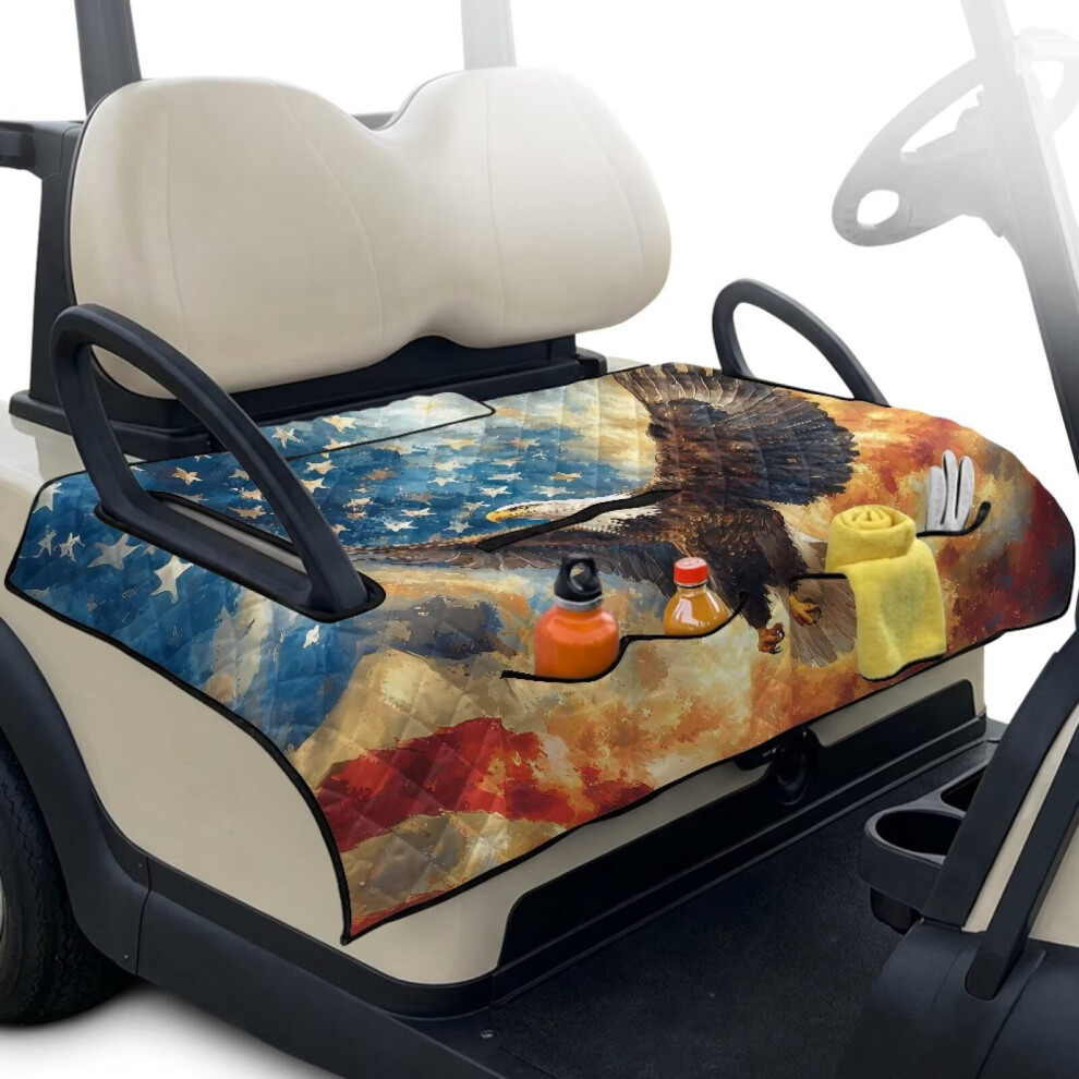 American Flag Golf Cart Seat Covers W/ Storage Pockets Â Compatible With Ezgo, Club Car, Yamaha & More 9399596722603