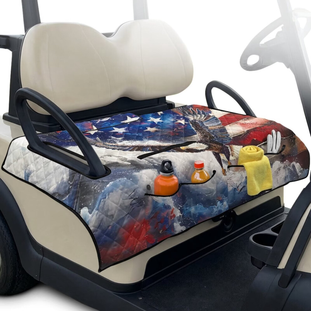 Universal Golf Cart Seat Covers W/ American Flag Design Â Compatible With Ezgo, Club Car & More, 2-Seat Carts 9399596722948