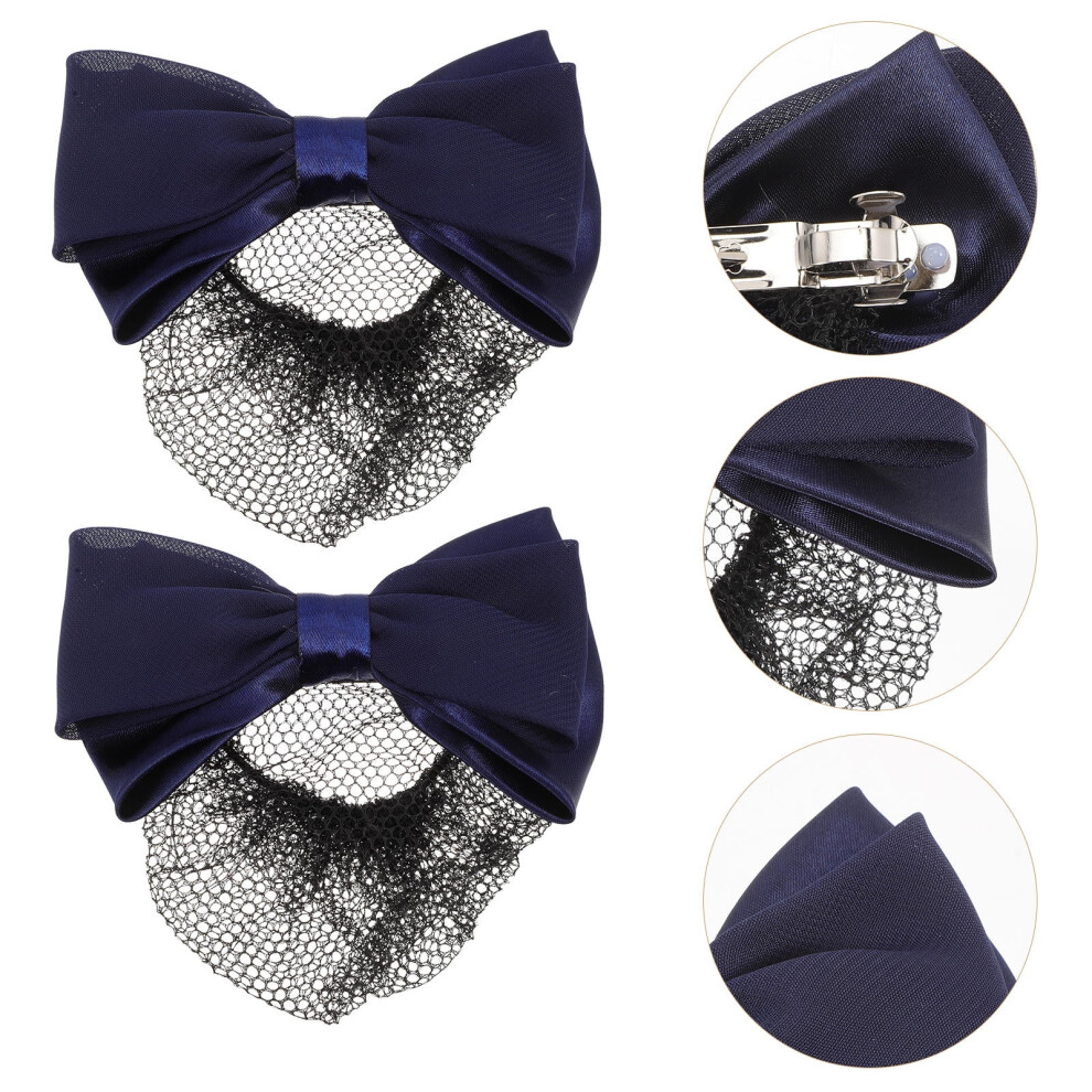 Unisex 2-Pack Women's Hair Nets With Bow Fabric, Bun Hair Accessories For Daily Styling And Secure Hold