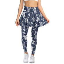 Women's Dark Blue Sea Turtle Yoga Skirt with Leggings XS
