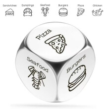 G Meal Choice Metal Dice Game, Decision Maker Tool For Random Food Selection, Group Dinners Entertainment