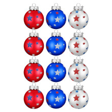 12PC 4th of July Balls 4.72Inch Independence Day Decoration Patriotic Hanging Ball Pendant Gift Ornaments Red White and Blue Tree Decorations