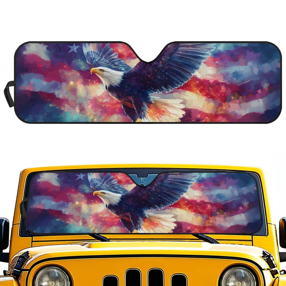 Foldable Windshield Sun Shade For Jeep Wrangler Jk/Jl Â American Flag Eagle Design, Compatible With Jk/Jl 9399596724089