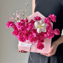 DAMAI DIY Surprise Letter Envelope Flower Box – Pink, Florist-Grade, Durable, for Bouquets, Gifts, Christmas, Dating & Birthdays