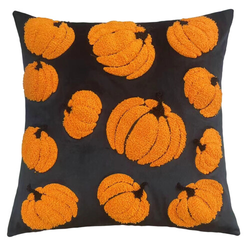 Taie d'oreiller citrouille style ferme 45 x 45 cm