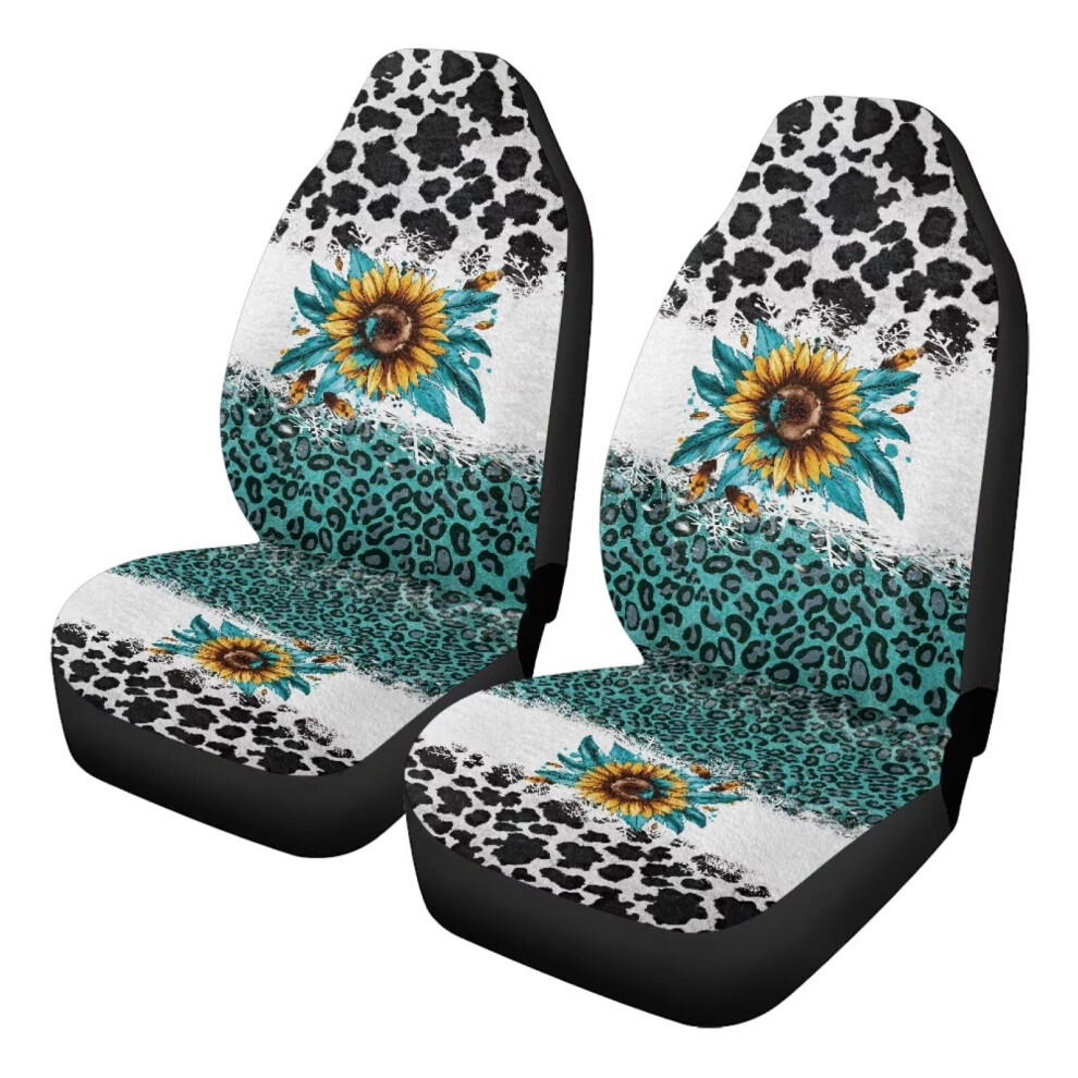 Sunflower Leopard Car Seat Covers (Front Only, 2-Pack) Â All-Season Protection, Compatible With Most Cars Coral 9399596229508
