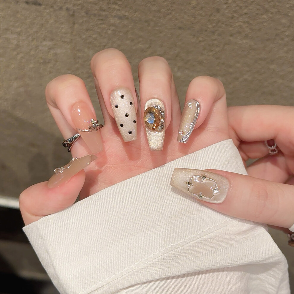 Dachuang Beauty (2237) Rhinestone Cat Eye False Nails - Zero Pressure