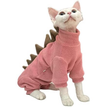 Dinosaurkattkostyme for hårløse katter, varmt fleeceantrekk