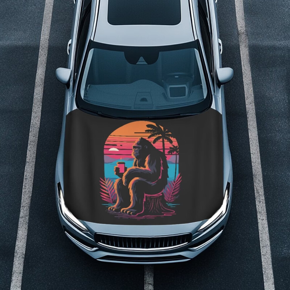 Hawaiian Gorilla Palm Tree Car Hood Cover Polyester 1 Piece 9087558958602
