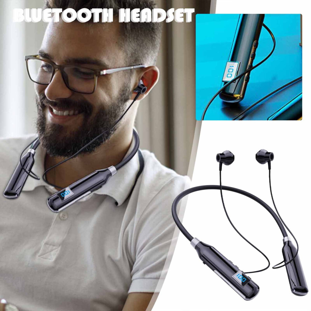 Wireless Bluetooth 5.2 Neckband Earbuds, 100H Play, Ipx5 Waterproof, Magnetic, Mic, Tf Slot, Noise Isolation, Lightweightâ Black 9399596231495