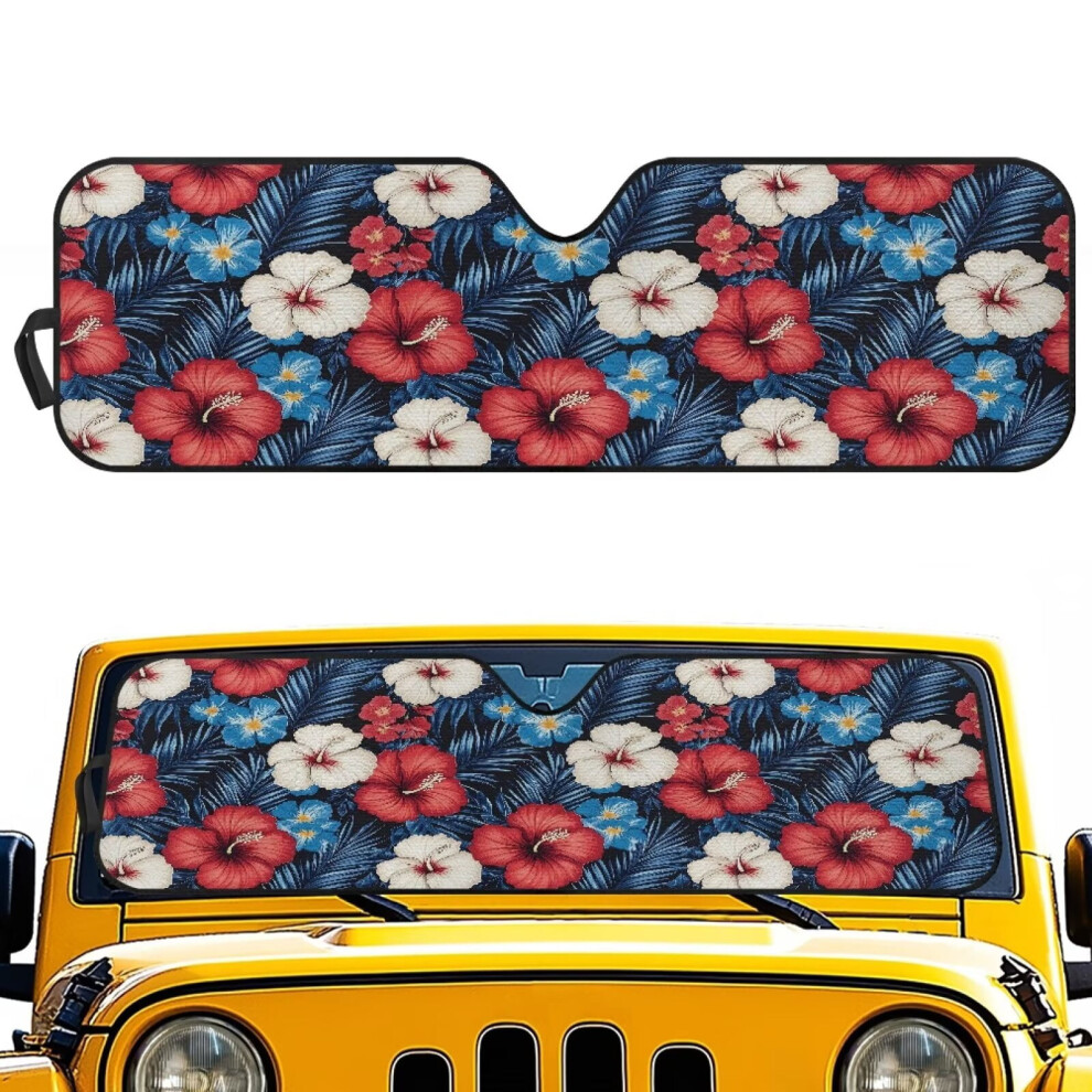 Boho Hibiscus Windshield Sun Shade For Jeep Wrangler Jl And 9087558960643