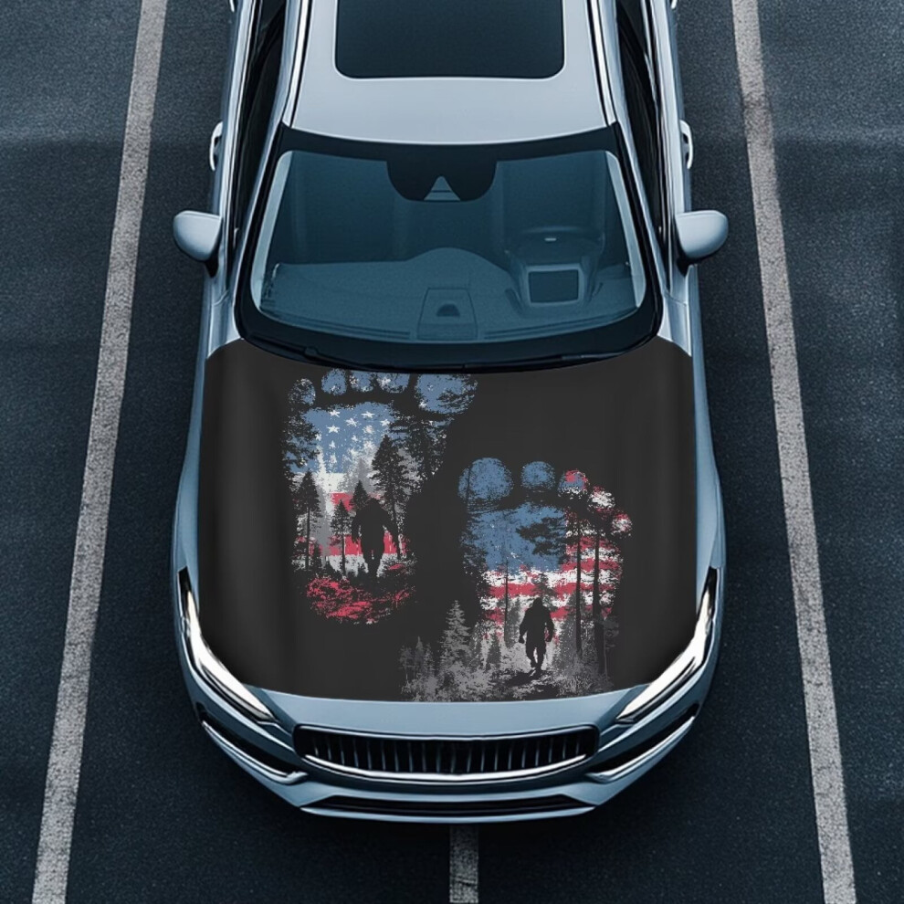 American Flag Gorilla Footprint Car Hood Cover Â Elastic, Removable, Compatible With Cars, Trucks, Vans, Suvs, Pickups 9399596232119