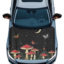 Starry Mushroom Moon Car Cover Protector and Car Side View Mirror Cover 3 PCS Set Removable Car Covers Women Men Automotive Exterior Accessories