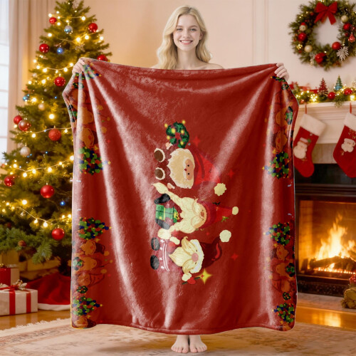 Couverture en flanelle imprimée Noël, format King Size, 75 x 100 cm