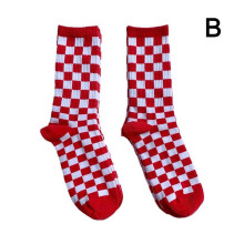Trend Women Checkerboard Socks Checkered Socks Men Cotton Unisex Hip Hop D3A7