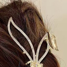 (Folded Ear Rabbit Gold) Women\'s Rabbit Hair Clip for Thick Hair (50 chars)