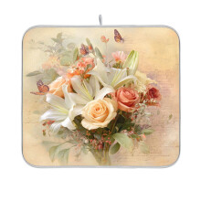Dish Drying Mat Microfiber Kitchen Pad Large Counter Absorbent Dish Mats Drainer Rack 16"x18" Beautiful Floral Bouquet