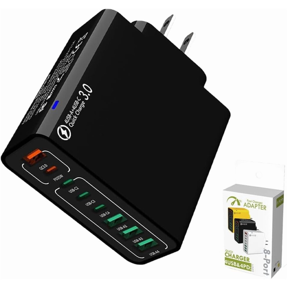 8-In-1 Waterproof Usb Fast Charger W/ 4X Usb-C & 4X Usb Ports Â Home, Office & Travel 9085618909595
