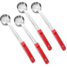 4 Pcs Portion Control Spoons (2oz, Red) – Slotted & Unslotted Scoops for Weight Loss, Compatible with Meal Prep
