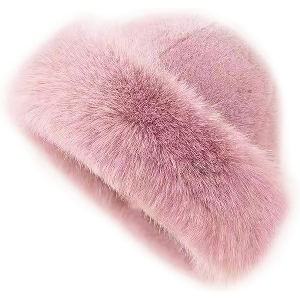 Women's Winter Faux Fur Bucket Hat, Warm Imitation Mink Velvet Plush Hat, Fluffy And Furry Bucket Hat 9558830182454