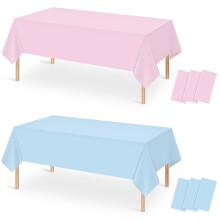 Tischdecke für Gender-Reveal-Party in Rosa und Blau, 54 x 108 Zoll, 6er-Pack
