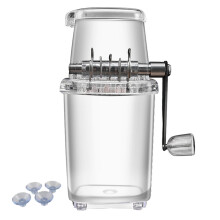 DAMAI Hand Cranked Ice Crusher with Stainless Steel Blades & Suction Base – Transparent, for Home/Kitchen/Office (Compatible with manual use)