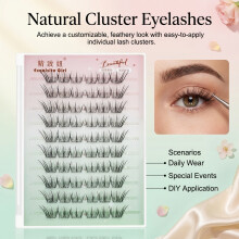 (No Glue 10 Rows) Faux Cils Fibre Douce Naturel & Style Anime