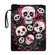 Cute Skull Hearts Book Sleeve Book Protector for Pocket Storage & Portability Polyester Fabric with Decorative Design and Lightweight