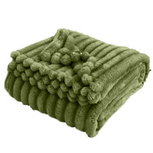 Super Soft Ribbed Fuzzy Throw Blanket Green 59x39.3 Inch