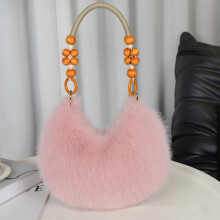(Pale Mauve) Women\'s Fluffy Faux Fur Crossbody Bag Winter Fashion