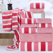 8-Piece Coral Fleece Towel Set, Super Absorbent Bath Towel, Hand Towel & Washcloth Bundle, Striped Quick-Dry Towels for Bathroom & Daily Use