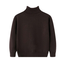 Brown Long Sleeve Turtle Neck Crochet Thermal Tee for Kids, Compatible with Y2K Style, Fall/Winter 2025