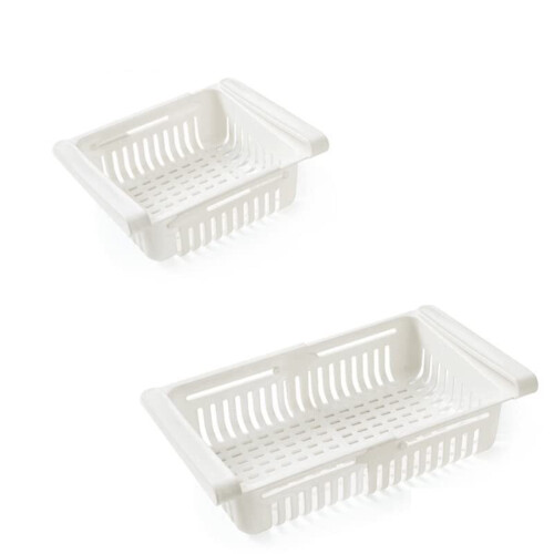 2PCS Refrigerator Organizers and Storage - Pull-Out Storage Bin for Eggs, Fruits & Vegetables