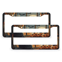Black Cat Bat Moon Pumpkin License Plate Covers Aluminum