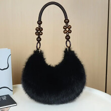 (Black) Women\'s Fluffy Faux Fur Crossbody Bag Winter Fashion